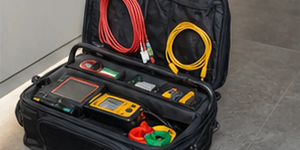 Electrical tester and tools beside a consumer unit